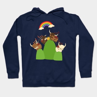 Happy Highland Cattle and Bagpipes Hoodie